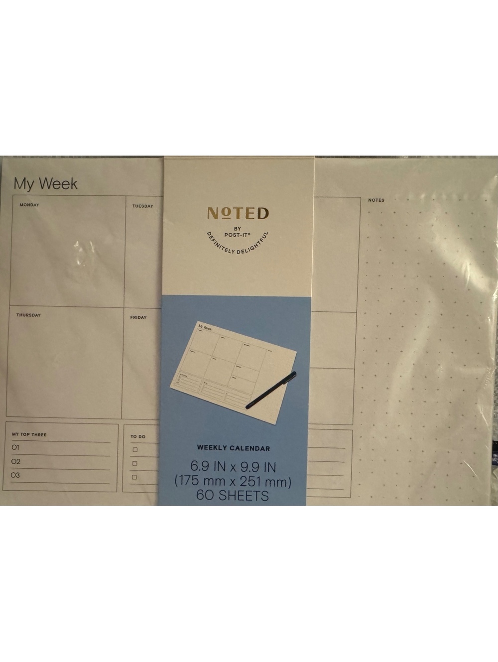 Noted by Post-it Weekly Calendar Planner Sheets 6.9 x 9.9 Inches, 60 White Pages